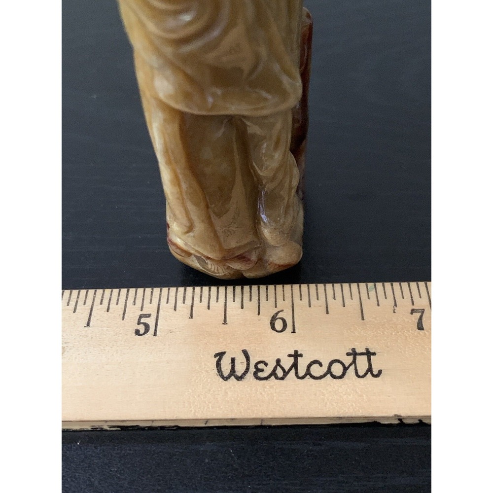 Antique Chinese Natural Jadeite Carved Wise Old Man VTG Jade Exquisite 396.5 Gr - Picture 6 of 12